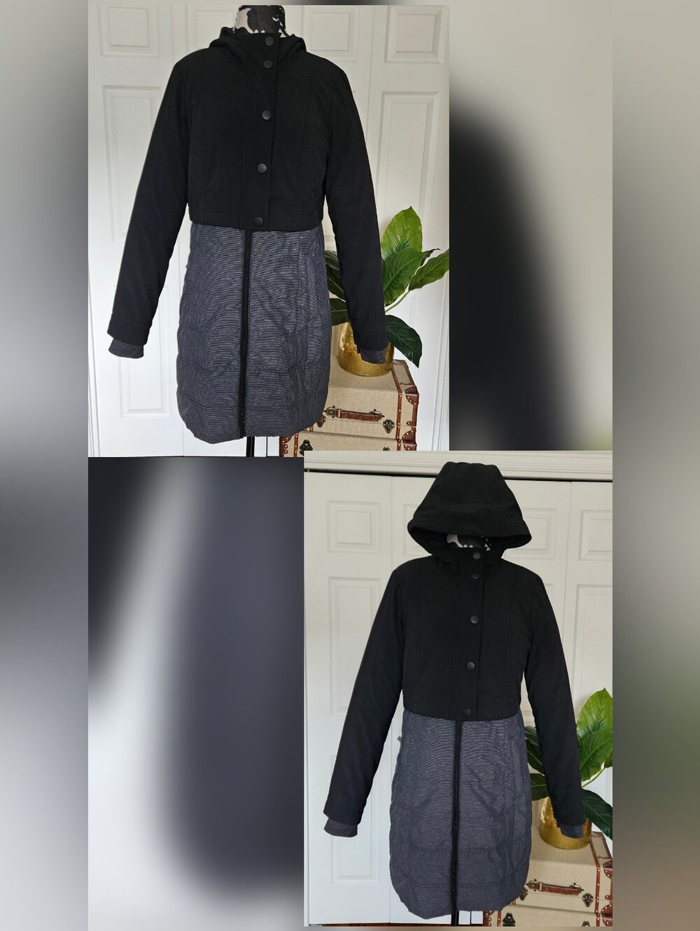 PrAna Colorblock Mixed Media Parka Jacket Gorpcore Hooded Long Coat Size M